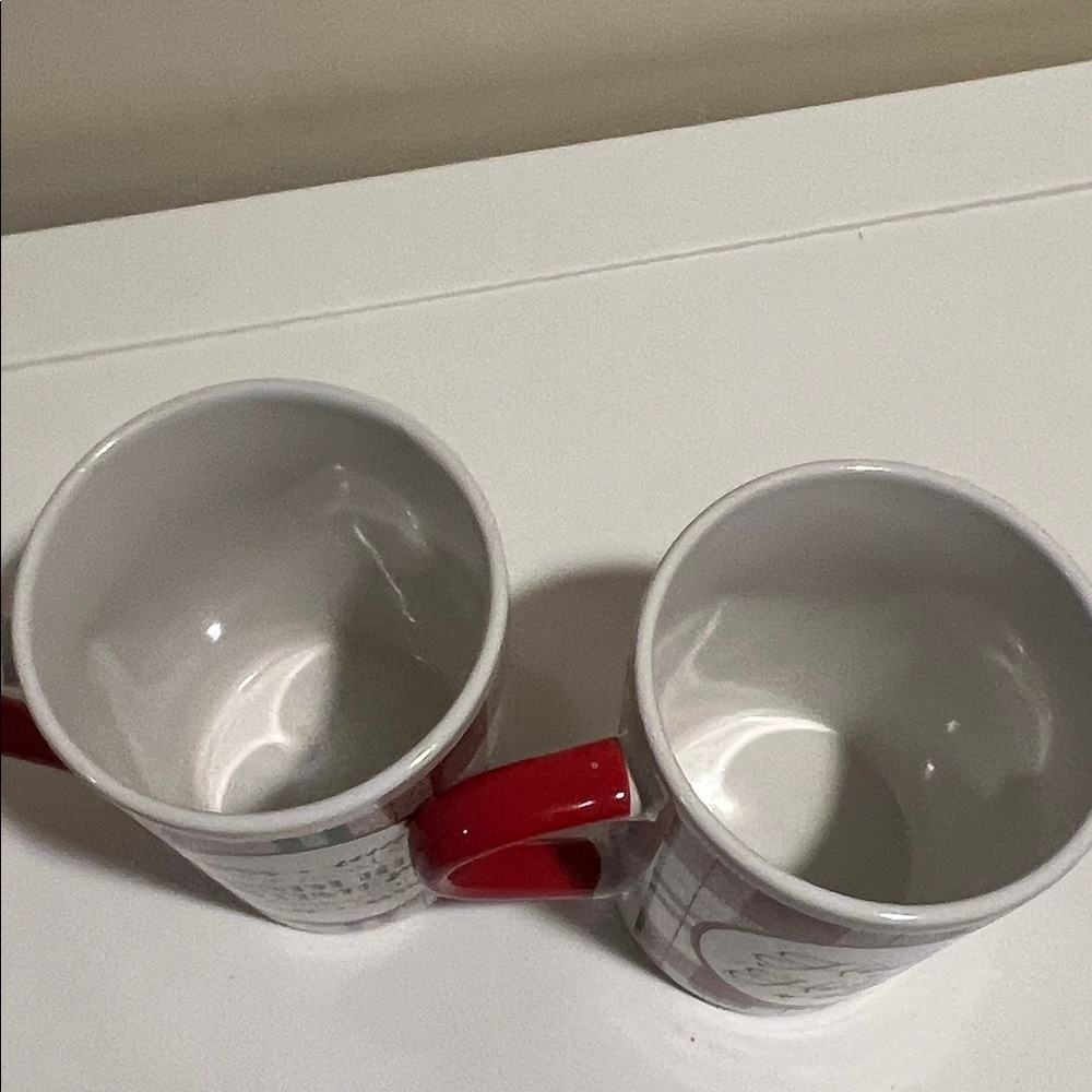 NWT Festive Plaid Holiday Mugs Set Of 2 Red and white Cozy mug stocking stuffer - Picture 6 of 15